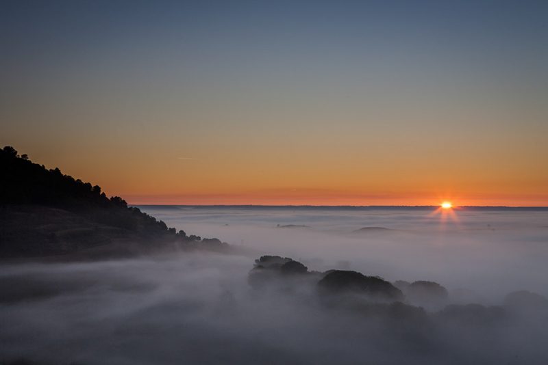 Atardecer entre nieblas. Localidad de Roturas. Ribera de Duero. Valladolid. Castilla y León. España.© Javier Prieto Gallego