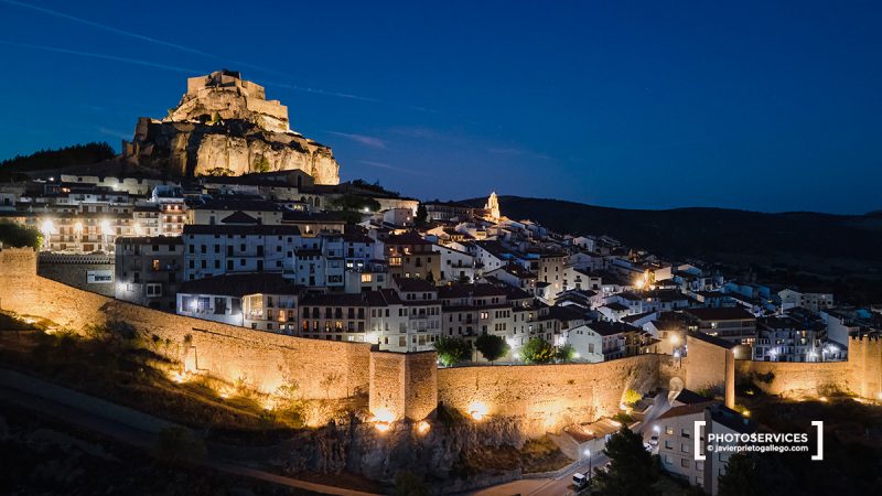 Fotografía nocturna con dron de Morella. Castellón. Comunidad de Valencia. España. © Javier Prieto Gallego.