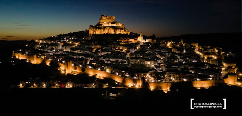 Fotografía nocturna con dron de Morella. Castellón. Comunidad de Valencia. España. © Javier Prieto Gallego.