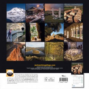 Contraportada del calendario de pared CASTILLA Y LEÓN ES FASCINANTE. Ediciones SIEMPRE DE PASO. Autor. Javier Prieto Gallego